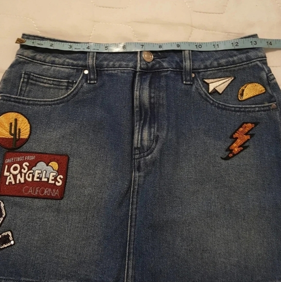PacSun sequined Los Angeles jean patch skirt - Picture 7 of 8